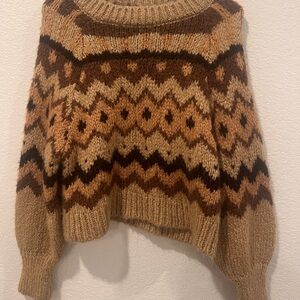 Zara Brown Patterned Women's Sweater